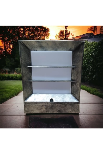 fullreyon Panjurlu Antik Eskitme Küp Bahçe Duvar Apliği, Set Üstü Antik Çim, Duvar ve Yer Aydınlatma Armatürü - Resim 5