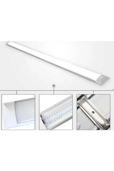 fullreyon 60 Cm, Ultra Kaliteli, Yüksek Beyaz Işık 18 Watt Led Bant Armatür İşletme Ev, Ofis, Fabrika Armatürü - Resim 2