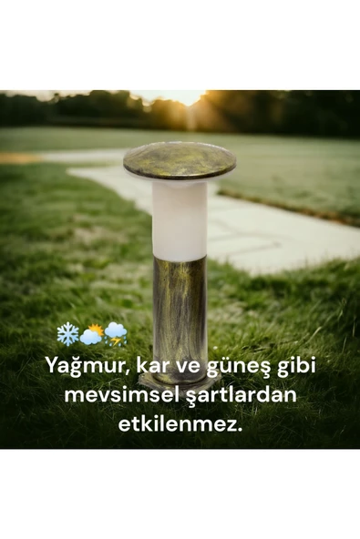 fullreyon 10 Watt Beyaz Işık, Antik Eskitme 41 Cm, E27 Duylu Mantar Aplik, Bahçe, Çim, Teras, Duvar Armatürü - 4