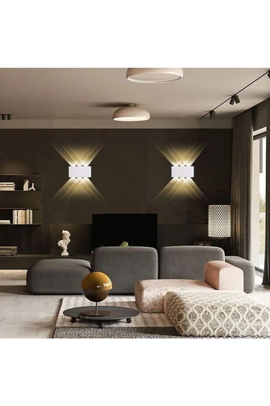 fullreyon 10 Watt, AMBER IŞIK Led Armatür, Modern Işık Desenli Aplik, Haiti Desen Armatür, İç Dış Mekan Aplik - 4