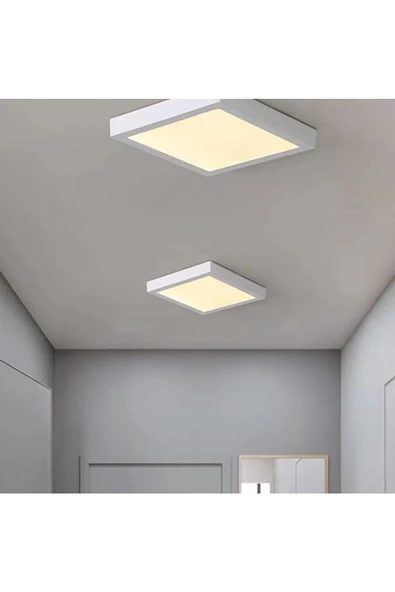 fullreyon 18 Watt Kare BEYAZ Metal Kasa 3200 Kelvin Ultra Kaliteli Sıva Üstü Led Tavan Armatürü, Led Panel - Resim 4