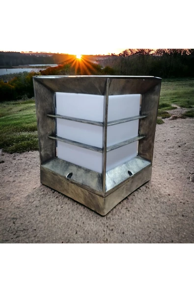 fullreyon Antik Eskitme, E27 Duy Izgaralı Bahçe Aydınlatma Armatürü, Set Üstü Dekoratif Antik Eskitme Aplik - Resim 5