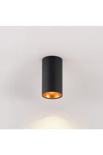 fullreyon 10 x 6 Cm Metal Kasa 7 Watt AMBER IŞIK Gu10 Duy Sıva Üstü Tavan Armatürü Modern Metal Tavan Aplik