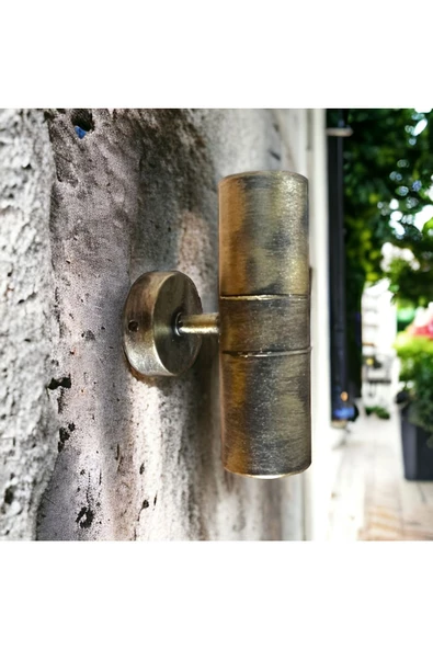 fullreyon 14 Watt AMBER IŞIK Antik Yaldız Eskitme Gu10 Duy Çift Yönlü Bahçe Duvar Apliği İç  Dış Mekan Armatür - Resim 6