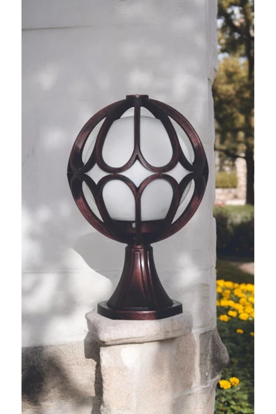 fullreyon Beyaz Işık 10 W. Led Ampullü  Bakır Eskitme Bahçe Duvar Aydınlatma Armatürü Set Üstü Plastik Aplik - Resim 6