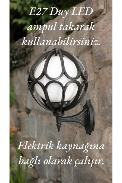 fullreyon E27 Duylu Dekoratif Duvar Tipi Armatür, Bahçe Duvar Aydınlatma Apliği, Plastik Bahçe Duvar Armatürü