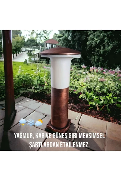 fullreyon 41 Cm, E27 Duylu, Bakır Eskitme Mantar Armatür, Bahçe Duvar, Çim, Yürüyüş Yolu, Set Üstü Aplik - 2
