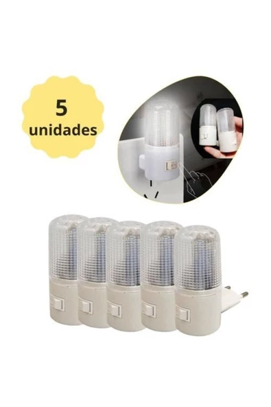 fullreyon 5 Adet 1 Watt Beyaz Işık, Çok Kaliteli, Fişli, Aç - Kapa Düğmeli Gece Lambası, 8 Cm Gece Lambası