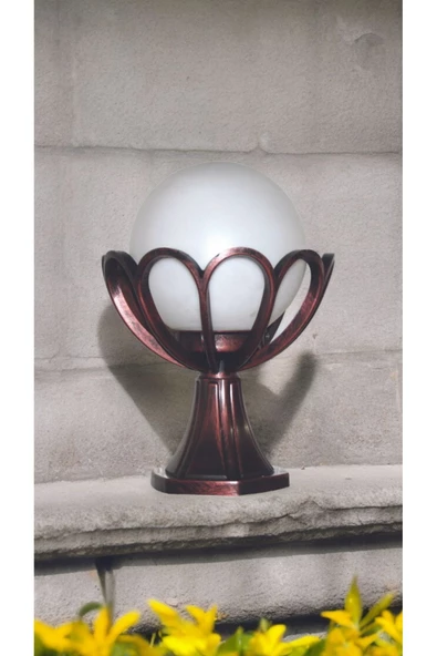 fullreyon E27 Duylu Bakır Eskitme Armatür, Bahçe Duvar Aydınlatma Apliği, Bahçe Duvar Armatürü Papatya Armatür - Resim 5