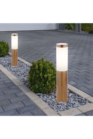 fullreyon 41 Cm Bakır Eskitme E27 Duylu Bahçe Duvar, Çim, Yürüyüş Yolu Armatürü, Dekoratif Set Üstü Kule Aplik - 2