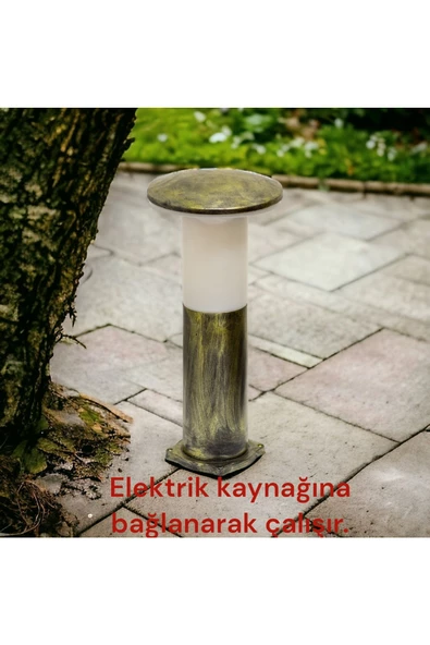 fullreyon 10 Watt Beyaz Işık, Antik Eskitme 41 Cm, E27 Duylu Mantar Aplik, Bahçe, Çim, Teras, Duvar Armatürü