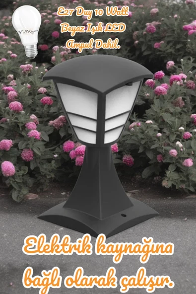 fullreyon 10 Watt Beyaz Işık Led Ampul Dahil, 32 Cm Dekoratif Bahçe Armatürü, Bahçe Duvar Apliği, Şık Armatür ürün görseli 1