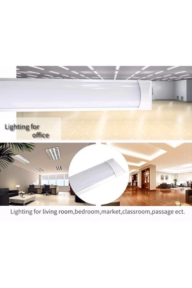 fullreyon 60 Cm, Ultra Kaliteli, Yüksek Beyaz Işık 18 Watt Led Bant Armatür İşletme Ev, Ofis, Fabrika Armatürü - Resim 3