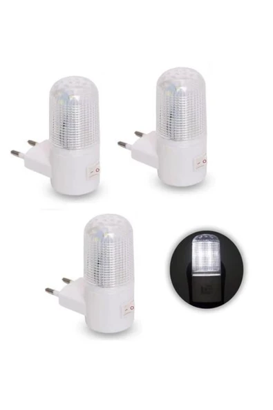 fullreyon 5 Adet 1 Watt Beyaz Işık, Çok Kaliteli, Fişli, Aç - Kapa Düğmeli Gece Lambası, 8 Cm Gece Lambası - 7