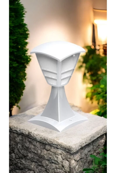 fullreyon 10 Watt GÜNIŞIĞI Led Ampul Dahil, 32 Cm BEYAZ Renk Bahçe Armatürü, Bahçe Duvar Apliği, Şık Armatür - 6
