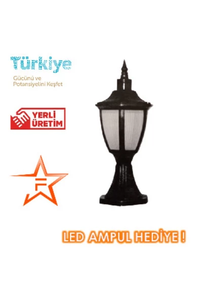 Ferstar Aydınlatma Set Üstü Siyah Altıgen Fener Aplik Bahçe Aydınlatma Armatürü