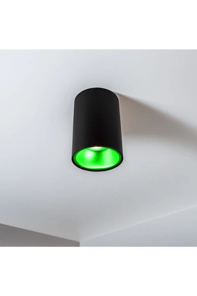 fullreyon 7 Watt YEŞİL IŞIK Gu10 Ledli, 10 cm, Alüminyum Kasa Sıva Üstü Dekoratif Tavan Armatürü, Led Aplik