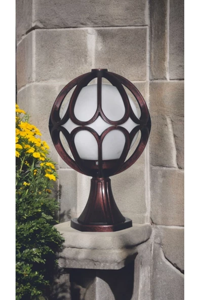 fullreyon Beyaz Işık 10 W. Led Ampullü  Bakır Eskitme Bahçe Duvar Aydınlatma Armatürü Set Üstü Plastik Aplik - Resim 4