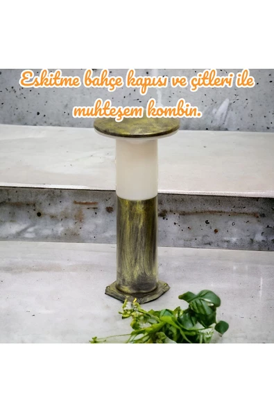 fullreyon Antik Eskitme, 41 Cm Mantar Aplik, E27 Duylu Bahçe, Duvar, Çim, Yürüyüş Yolu, Teras, Kamelya Armatür