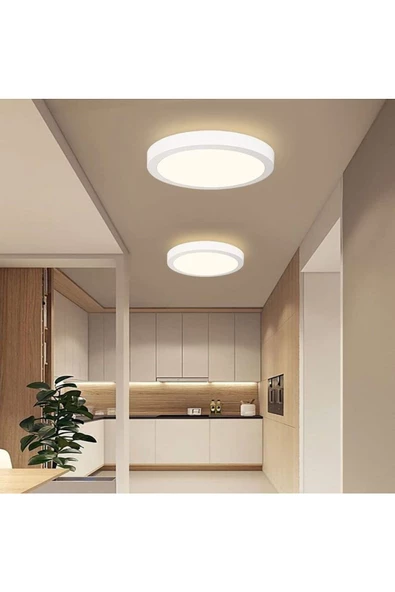 fullreyon Metal Beyaz Yuvarlak Kasa Beyaz Işık Ultra Kaliteli Sıva Üstü Led Tavan Armatürü Sıva Üstü Led Panel - Resim 8