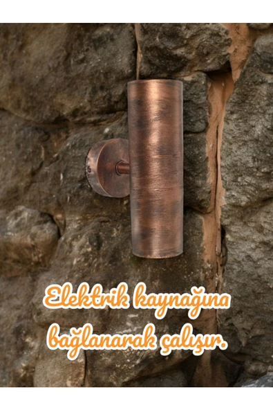 fullreyon Bakır Eskitme 14 Watt Amber Işık Gu10 Duy Led Aplik Sarı Yaldız Armatür Bahçe Balkon Teras Apliği - Resim 3