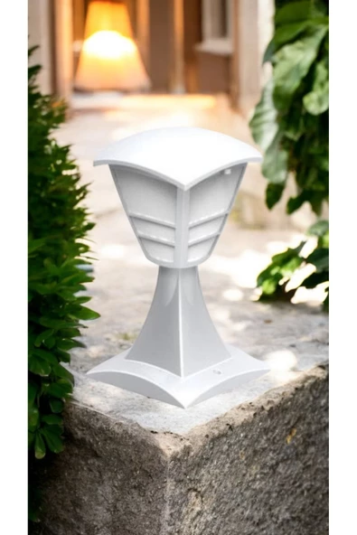 fullreyon 10 Watt GÜNIŞIĞI Led Ampul Dahil, 32 Cm BEYAZ Renk Bahçe Armatürü, Bahçe Duvar Apliği, Şık Armatür - 4