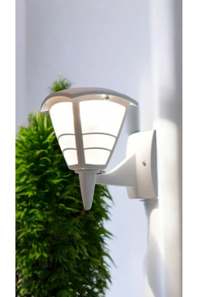 fullreyon E27 Duylu, 10 Watt Beyaz Işık Led Ampul Dahil, BEYAZ KASA İç ve Dış Mekan Bahçe, Balkon Apliği - 8