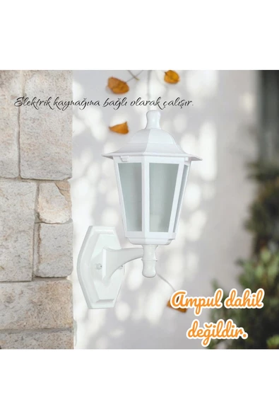 fullreyon E27 Duy, Elektrikle Çalışır, Dekoratif Bahçe, Balkon, Teras, Kapı Giriş Apliği, Bahçe Duvar Armatürü