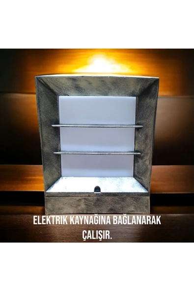 fullreyon Panjurlu Antik Eskitme Küp Bahçe Duvar Apliği, Set Üstü Antik Çim, Duvar ve Yer Aydınlatma Armatürü - Resim 6