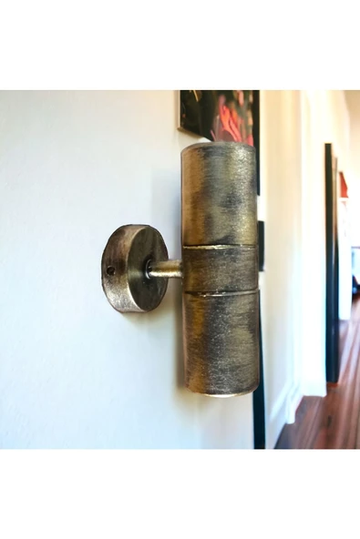 fullreyon 14 Watt AMBER IŞIK Antik Yaldız Eskitme Gu10 Duy Çift Yönlü Bahçe Duvar Apliği İç  Dış Mekan Armatür - Resim 5