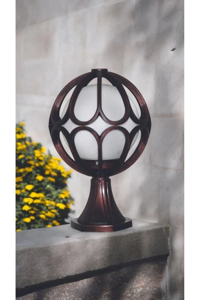 fullreyon Beyaz Işık 10 W. Led Ampullü  Bakır Eskitme Bahçe Duvar Aydınlatma Armatürü Set Üstü Plastik Aplik - Resim 3