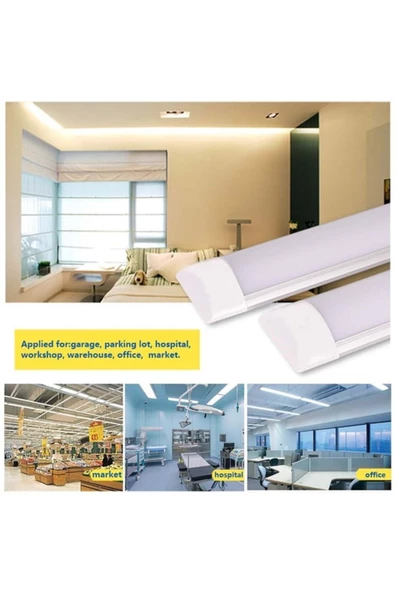 fullreyon 60 Cm, Ultra Kaliteli, Yüksek Beyaz Işık 18 Watt Led Bant Armatür İşletme Ev, Ofis, Fabrika Armatürü - Resim 4