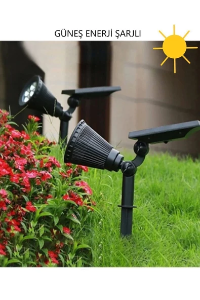 luxshome Güneş Enerjili Kazıklı Solar Armatür, Çiçek, Çim, Ağaç Aydınlatma Armatürü Yeşil Işık - 7