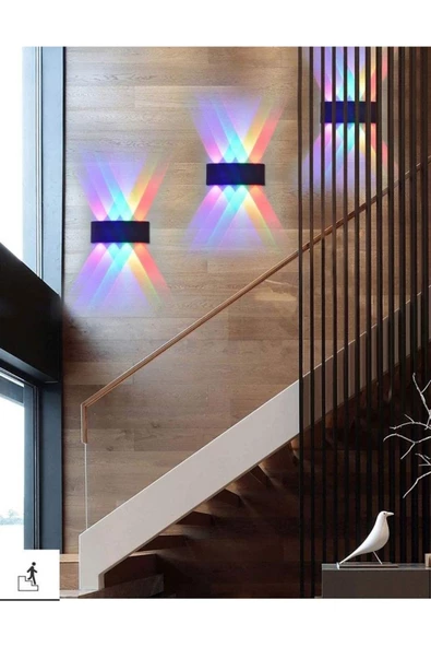 fullreyon 8 Watt Modern Led Aplik Iç Ve Dış Mekan Aplik, Dekoratif Işık Süzmeli 4 Işık Renkli Modern Armatür - 7