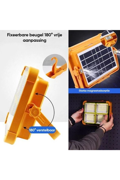 fullreyon Güneş Enerjili, Telefon Şarz Eder, 200 Watt Çoban, Çiftçi, Bekçi Feneri 4 Farklı Işık Modlu, SOS Mod - Resim 7