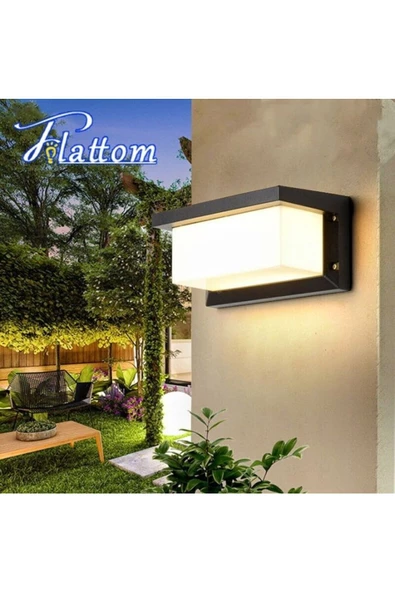 fullreyon 3000K Günışığı 18 Watt Bahçe Duvar Apliği, Villa Dış Cephe Aplik, Kapı Giriş Aplik, Modern Led Aplik
