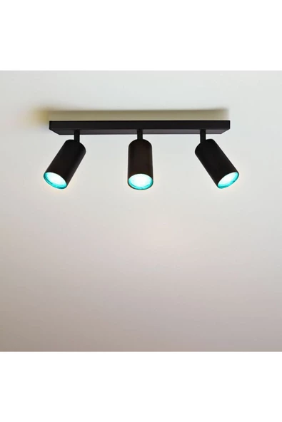 fullreyon Alüminyum Kasa Dekoratif İç Mekan Tavan ve Duvar Spotu, 3 Spotlu Gu10 Duy Armatür (Ampller Hariç!) - Resim 5