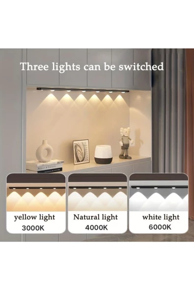 fullreyon 120 Cm, Sensörlü, USB Şarjlı, Alüminyum Kasa, Modern Tasarım Çok Amaçlı Kullanıma Uygun LED Aplik - 7