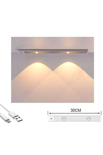 fullreyon Sensörlü, Şarjlı, 3 Işık Renkli, 30 CM Alüminyum Kasa, Işık Desenli, Çok Amaçlı Modern Led Aplik - 8