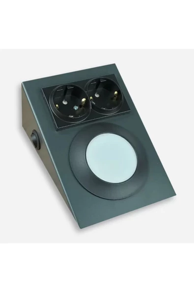 fullreyon Antrasit Metal Kasa, Çift Prizli, 2,5 Watt BEYAZ IŞIK Ledli Aç - Kapa Düğmeli Tezgah, Dolap Armatürü - 5