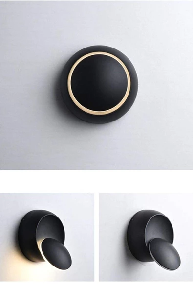 fullreyon Elektrikle Çalışır, SİYAH Alüminyum Kasa, Oynarbaş Yatakbaşı Aplik, 6 Watt Günışı Modern Led Armatür - Resim 2