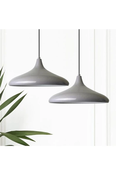 fullreyon Modern Metal Sarkıt, Salon, Hol, Mutfak Avizesi, Gri Renk Metal Avize, 36 Cm Çapında Metal Avize - 4