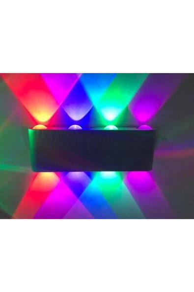 fullreyon 8 Watt Modern Led Aplik Iç Ve Dış Mekan Aplik, Dekoratif Işık Süzmeli 4 Işık Renkli Modern Armatür - 2