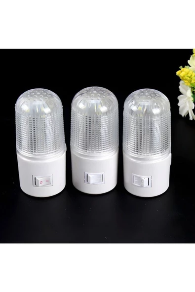 fullreyon 10 Adet 1 Watt Beyaz Işık, Çok Kaliteli, Fişli, Aç - Kapa Düğmeli Gece Lambası, 8 Cm Gece Lambası - 4