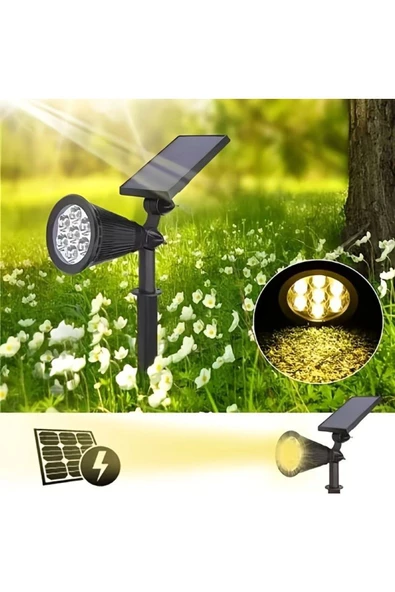 fullreyon 7 Watt AMBER IŞIK Kaliteli Solar Armatür, Güneş Enerjili Çim, Çiçek, Ağaç, Bahçe Aydınlatma Armatürü - 2