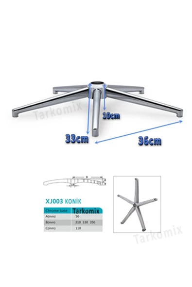 Tarkomix Ofis Koltuğu Konik Krom Ayak Büro Koltuğu Metal Konik Ayak Oyuncu Koltuğu Metal Ayak - 2