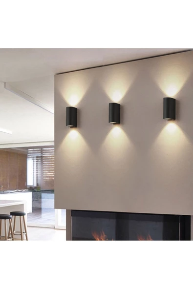 sekizgen led Çift Yönlü Aplik Siyah Gövde Ampulsüz Fiyattır - Resim 4