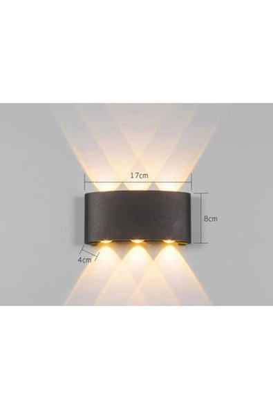 fullreyon Alüminyum Kasa, 6 Watt Günışığı Ledli İç ve Dış Mekan Işık Desenli Aplik, Bahçe, Balkon, Salon Aplik - 2