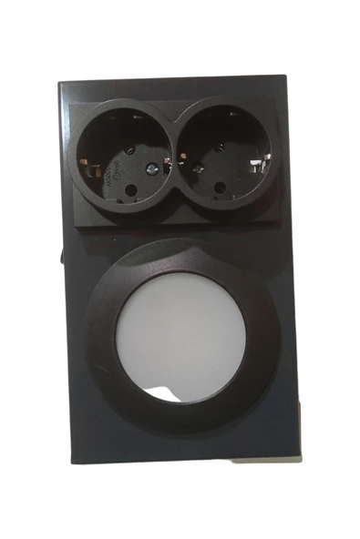 fullreyon Antrasit Metal Kasa, Çift Prizli, 2,5 Watt BEYAZ IŞIK Ledli Aç - Kapa Düğmeli Tezgah, Dolap Armatürü - 6
