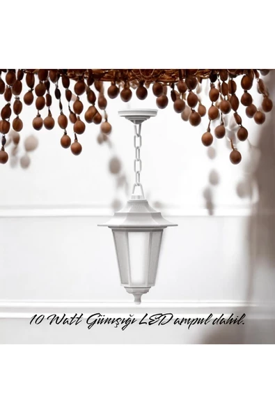 fullreyon 10 Watt Günışığı Ampullü Plastik Kasa İç ve Dış Mekan, Bahçe Avizesi, Balkon, Teras, Kamelya Sarkıt